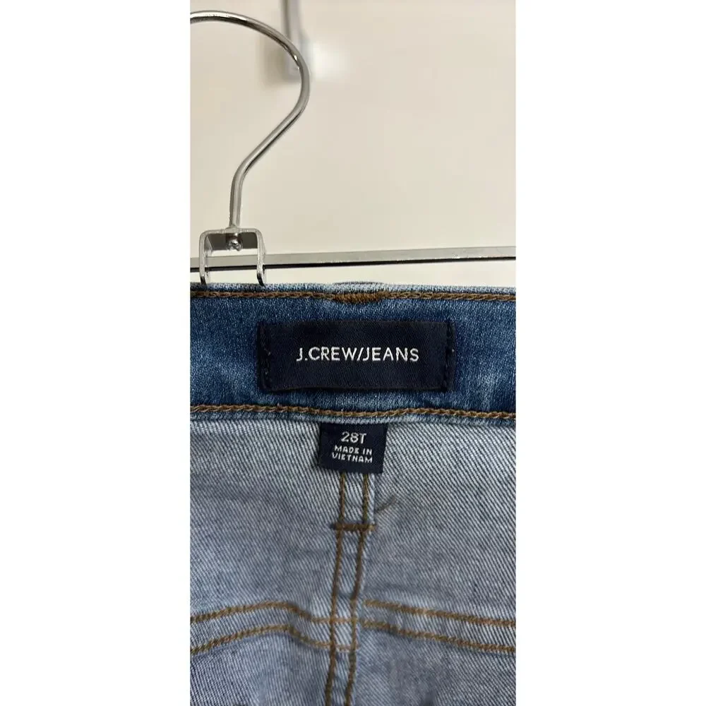 J. Crew Jeans Womens 28 Tall Blue Vintage Straight Distressed Frayed Hem Ankle